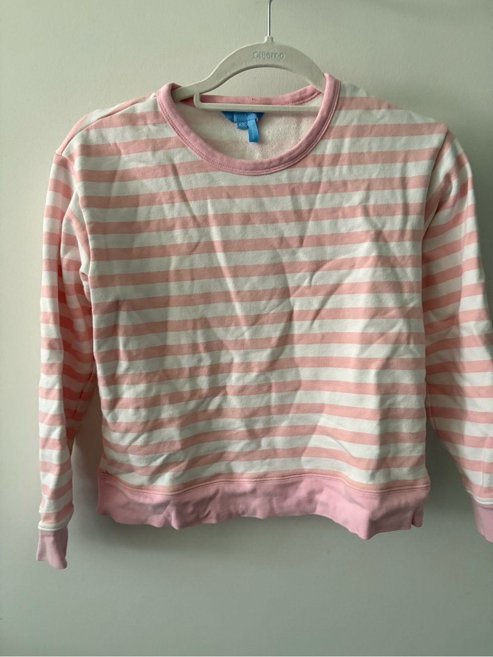 Draper James Pink and White Striped Crewneck Sweater